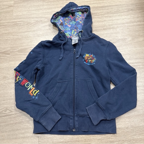Disney World Jackets & Blazers - Disney world Navy Blue embroidered Graphic Hoodie S y2k